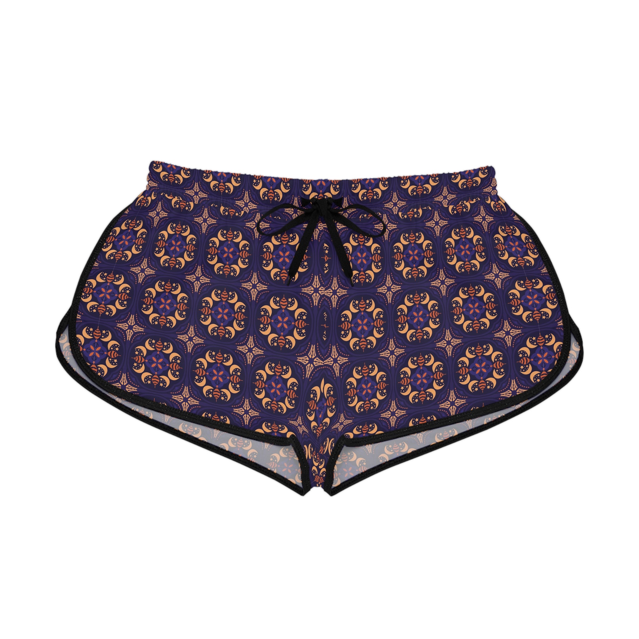 Navy Boho Tile Print Women's Relaxed Shorts