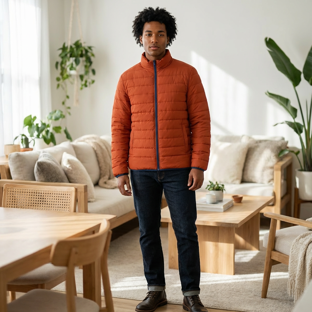 Men's Rust Puffer Jacket – Lightweight Quilted Outerwear