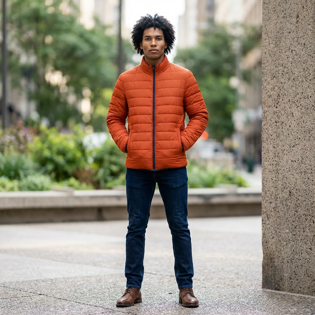 Men's Rust Puffer Jacket – Lightweight Quilted Outerwear