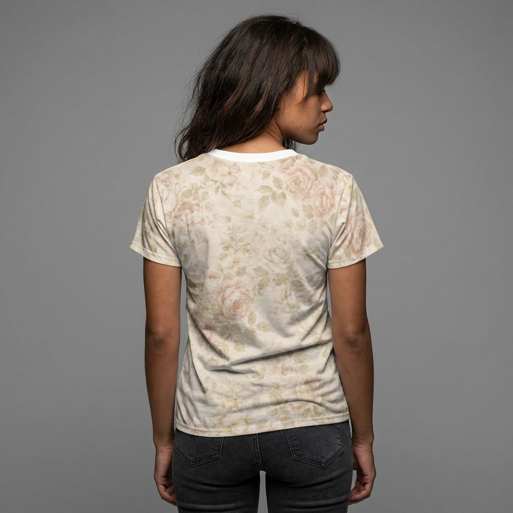 Vintage Blush Rose Floral Print Tee
