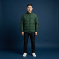 Topographic Line Pattern Puffer Jacket | Green Contour Map Design
