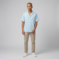 Men's Blue Geometric Dot Pattern Shirt