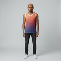 Wavy Gradient Basketball Jersey — Retro Sunset Ombre
