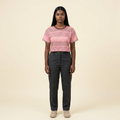 Pink Geometric Crop Tee — Retro Stripe & Cross Pattern Crop Top