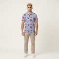 Nautical Stripe Polo Shirt — Anchors, Lifebuoys & Starfish Print