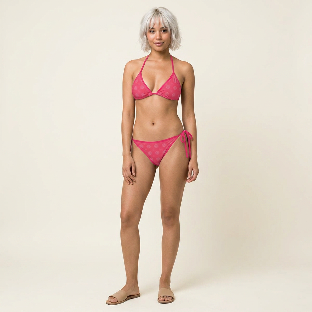 Polka Dot Pink Triangle Bikini — Women's Two-Piece Swimsuit