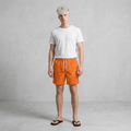 Men's Orange Tropical Wave Swim Trunks — All-Over Print