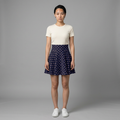 Navy Geo Diamond Skirt – Retro Mod Pattern, High-Waist Flared A-Line