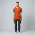Classic Orange Polo Shirt — Striped Collar Casual Golf Tee