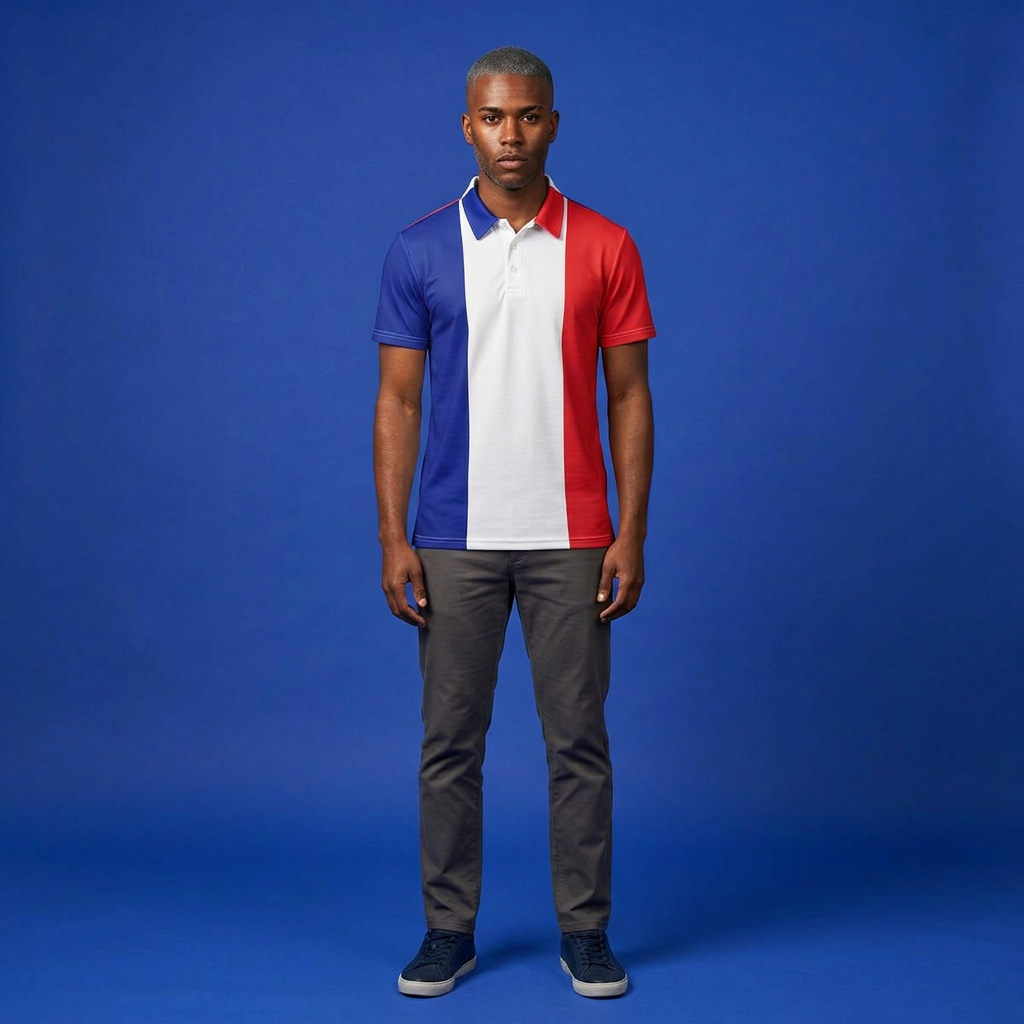 Polo Shirt — Tricolor Red White Blue Vertical Stripe
