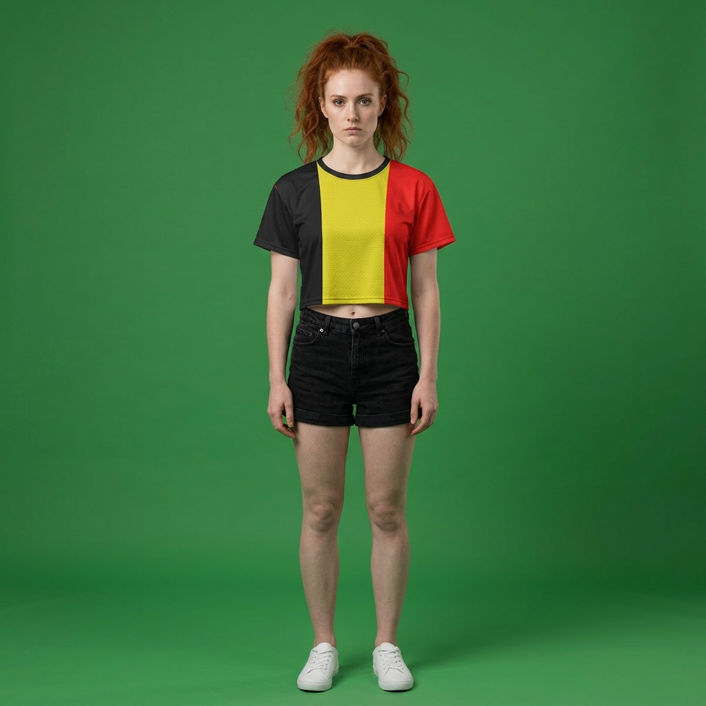 Belgium Flag Crop Tee — Women’s Red Yellow Black Pride Top