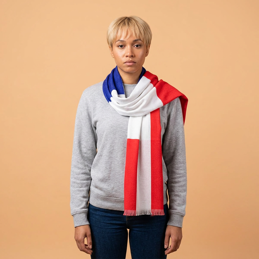 French Flag Lightweight Scarf — Tricolor Blue White Red Travel & Parade Accessory