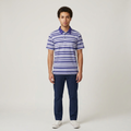 Blue Gradient Striped Polo Shirt
