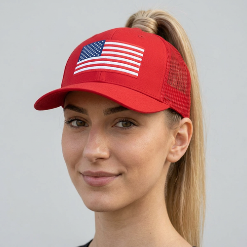 American Flag Trucker Cap — Sparkle Sequin USA Snapback