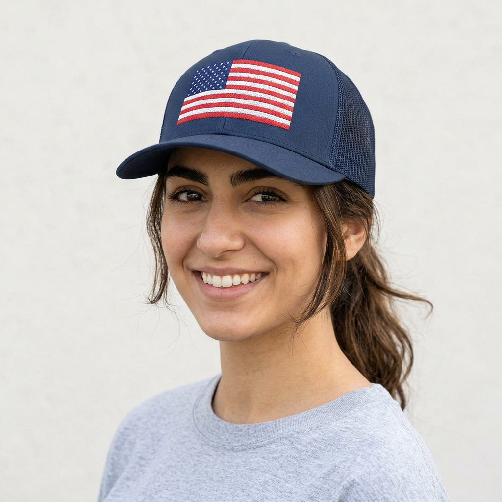 American Flag Trucker Cap — Sparkle Sequin USA Snapback