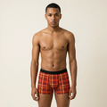 Red  Orange Tartan Plaid Boxer Briefs — Men's Plaid Underwear