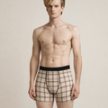 Plaid Boxer Briefs — Classic Beige Tartan Men’s Underwear