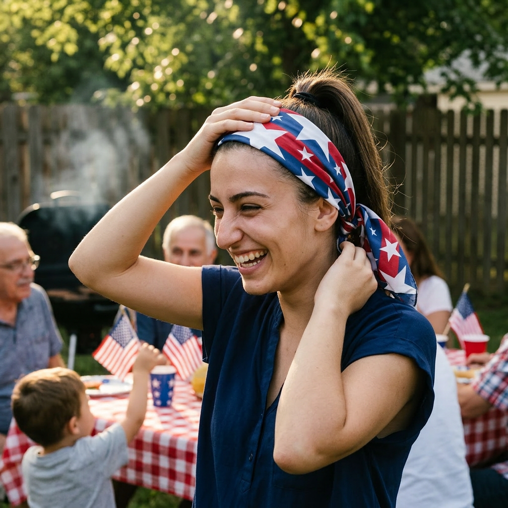 Patriotic Stars Scarf — Red White & Blue American Flag Pattern