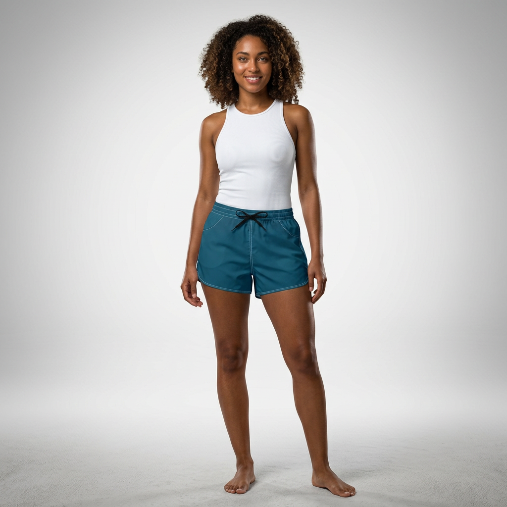 Teal Gradient Stripe Shorts | Casual Beachwear