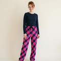 Pink Navy Plaid Pajama Pants | All-Over Print Lounge Sleepwear