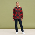 Plaid Windbreaker Jacket — Red & Black Buffalo Check Hooded Windbreaker