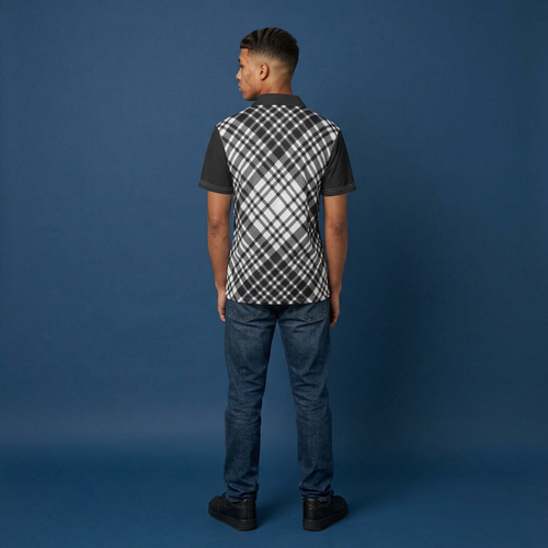 Black & White Plaid Polo Shirt — Classic Check Golf & Casual Tee