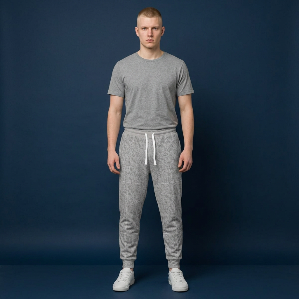 Athletic Joggers — Heather Grey All-Over-Print Sweatpants