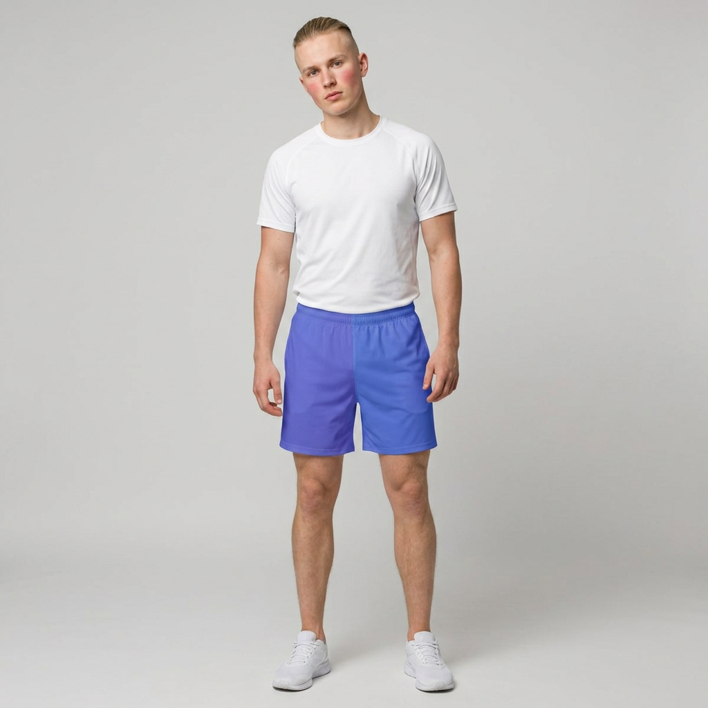 Men's Gradient Blue Beach Shorts - Elastic Swim Trunks