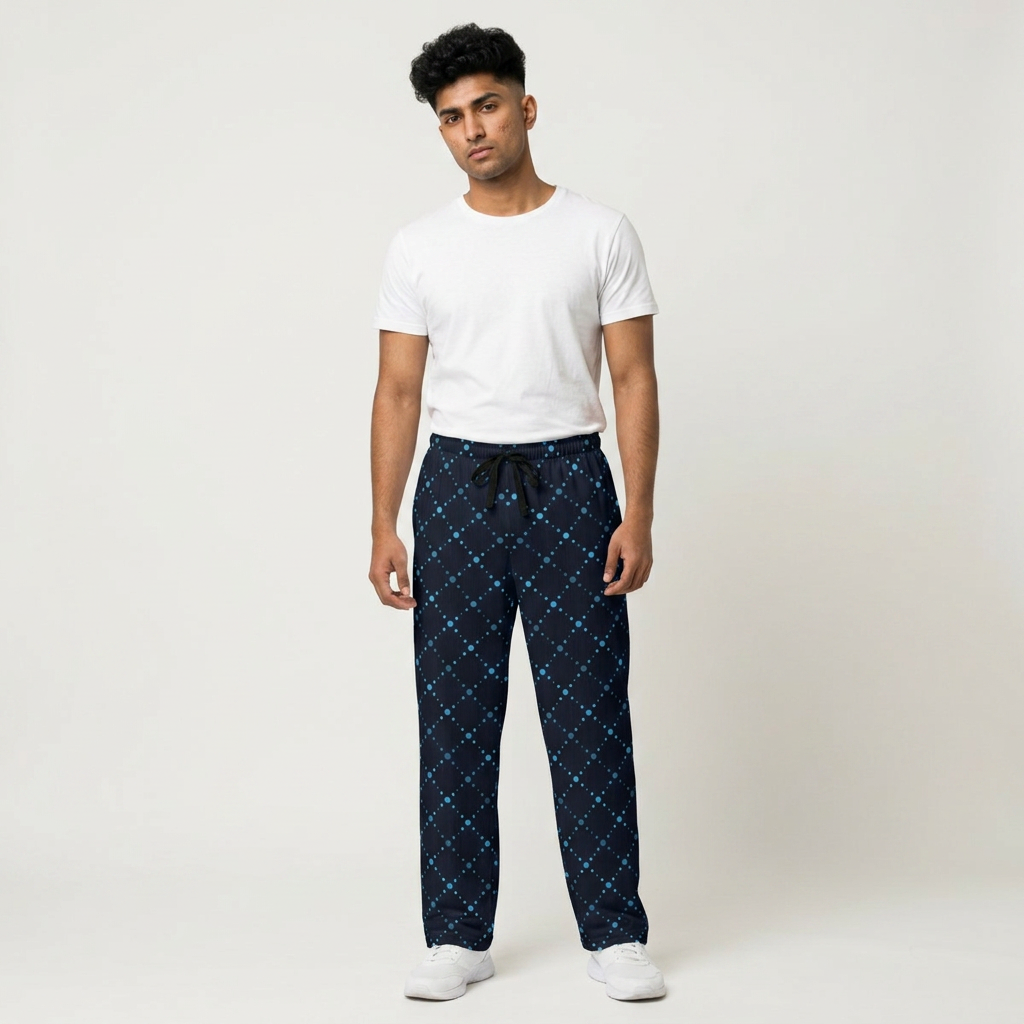 Men's Navy Blue Argyle Pajama Pants — Cozy Lounge Sleepwear