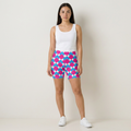 Geometric Pink & Blue Women's Shorts — Bold Checkered Pattern Activewear