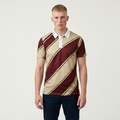 Striped Burgundy & Gold Polo Shirt — Classic Diagonal Polo