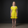 Yellow Polka Dot T-Shirt Dress — Bright Green Dot Summer Dress