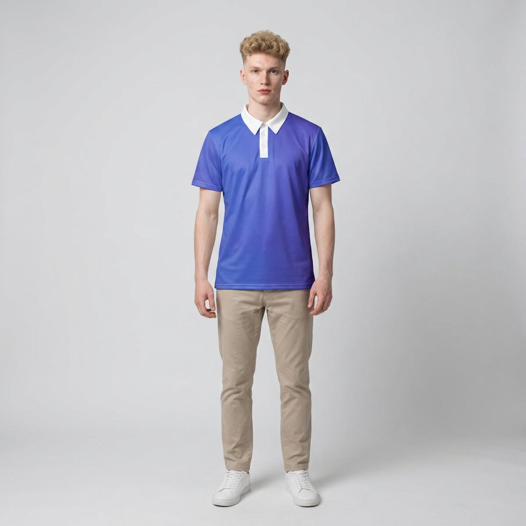 Blue Gradient Polo Shirt — Casual Men's Women's Athletic Polo