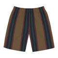 Men's Striped Board Shorts — Vintage Earthtone Vertical Stripe Swim Trunks