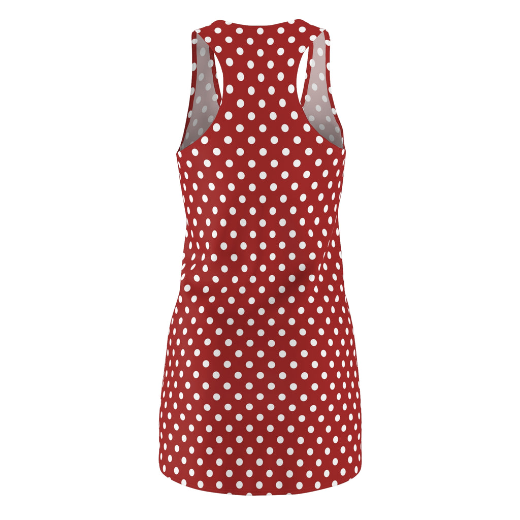 Red Polka Dot Racerback Dress | White Spots All-Over Print