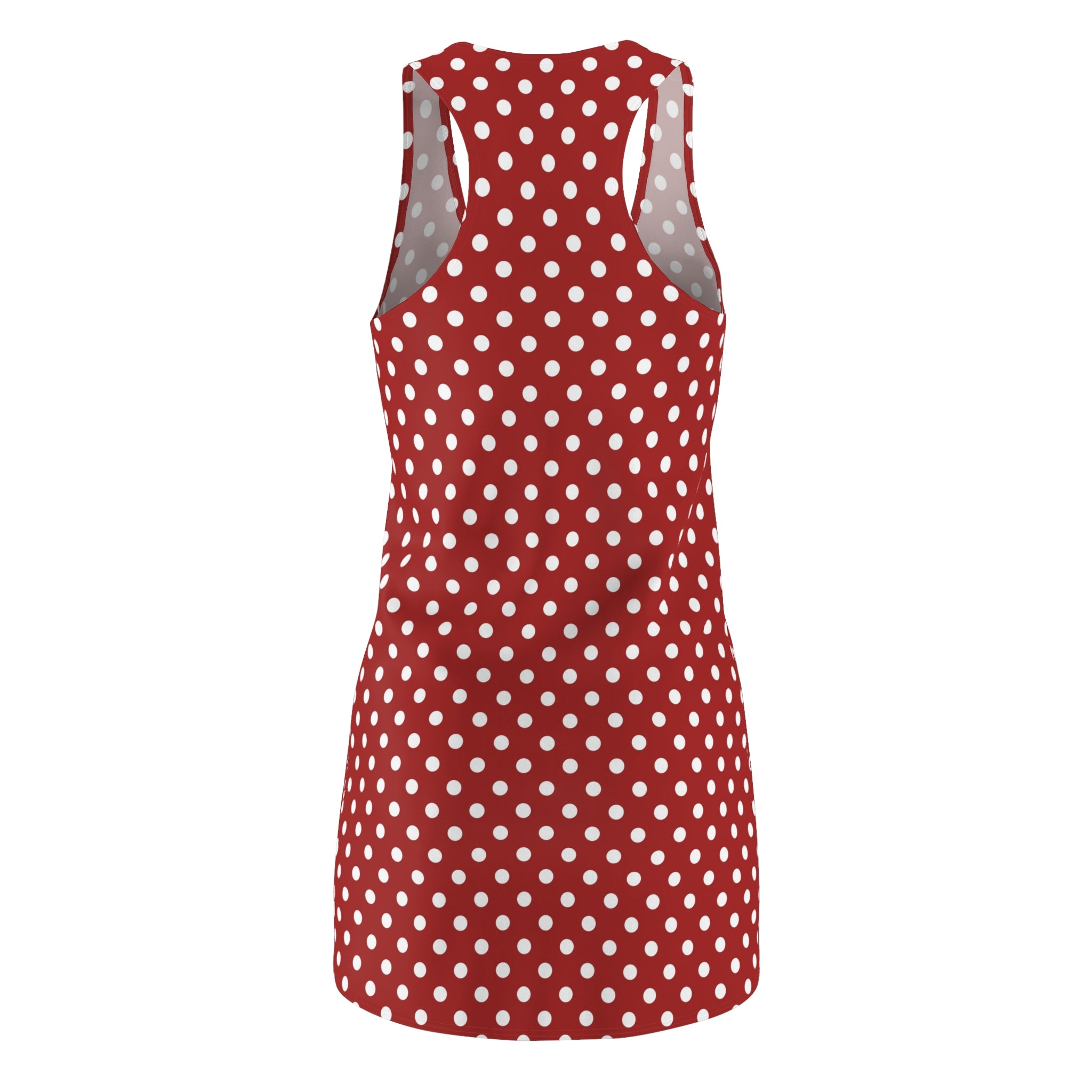 Red Polka Dot Racerback Dress | White Spots All-Over Print