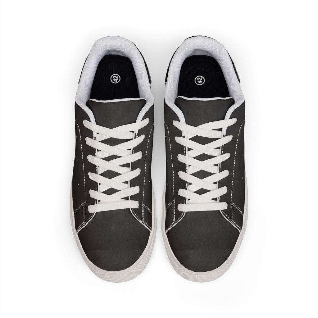 Men's Black Low-Top Leather Sneakers — Casual Classic Skate Shoes