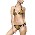 Yellow Plaid Triangle Bikini — Women's Tie-Side Swimsuit