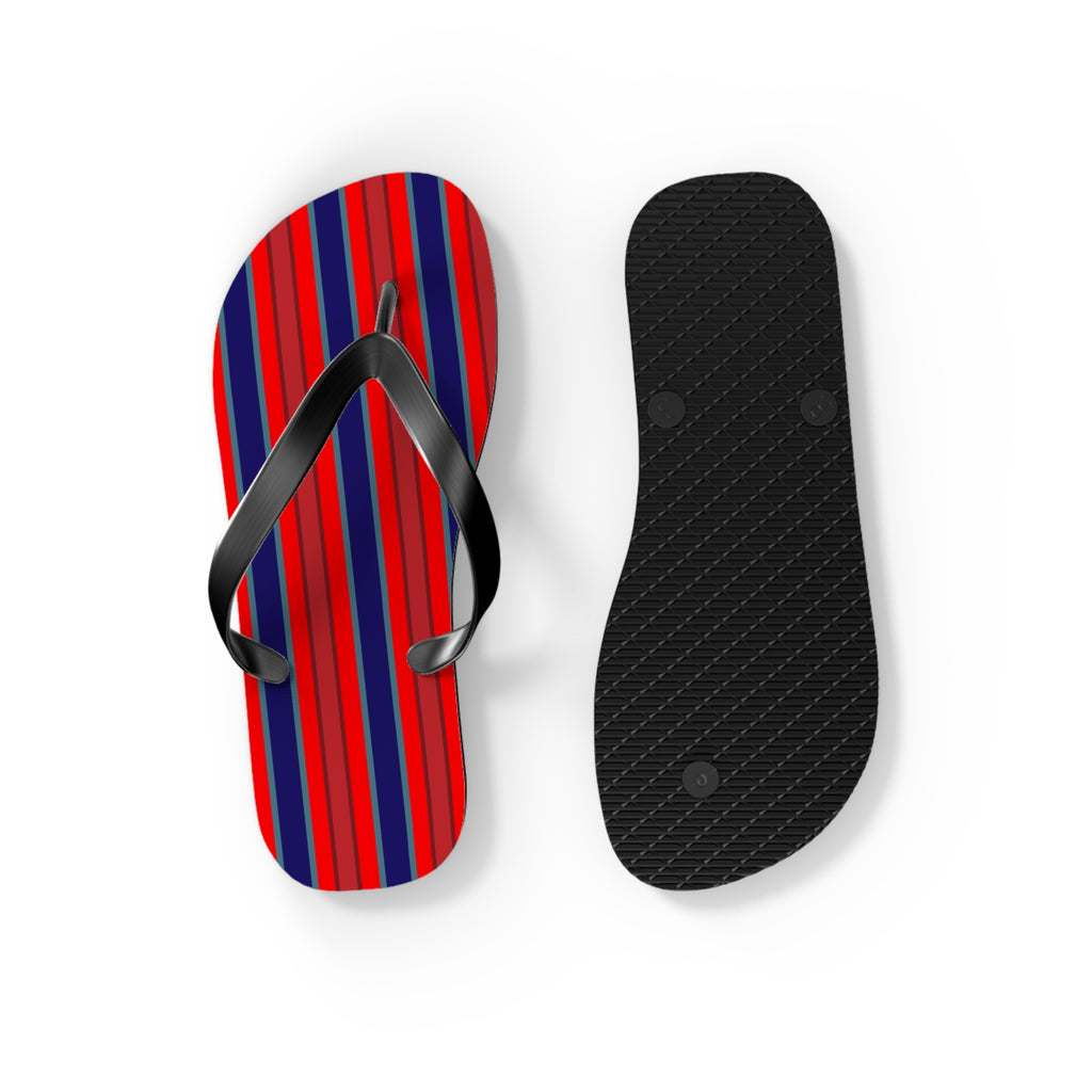 Patriotic Red & Blue Striped Flip Flops — Casual Beach Sandals