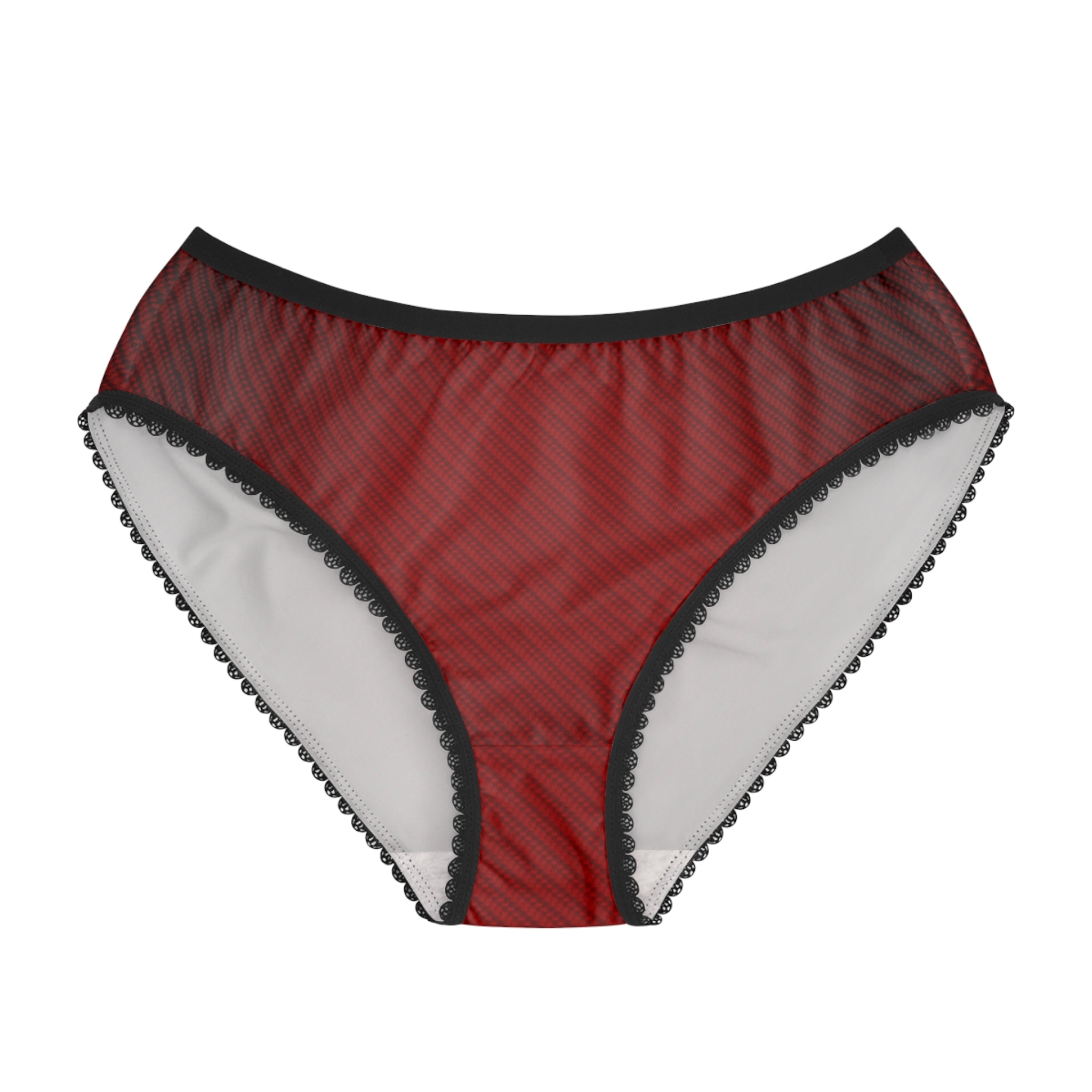 Women's Lace-Trim Vintage Crimson Red Briefs — Comfortable Everyday Bikini Panties