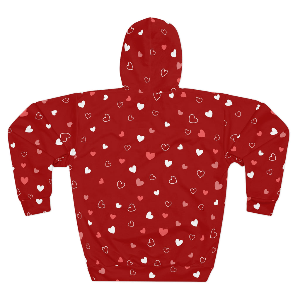 Scattered Hearts Pattern Hoodie | Red Valentine All-Over Print