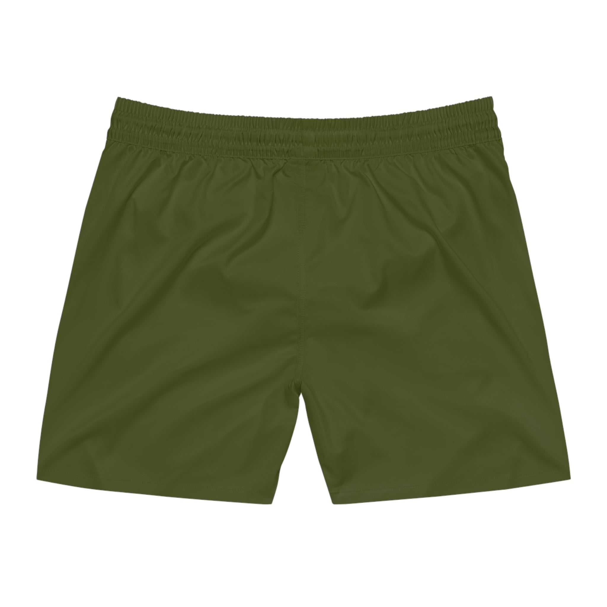 USA Shield Swim Shorts — Men's Olive Mid-Length Beach Trunks