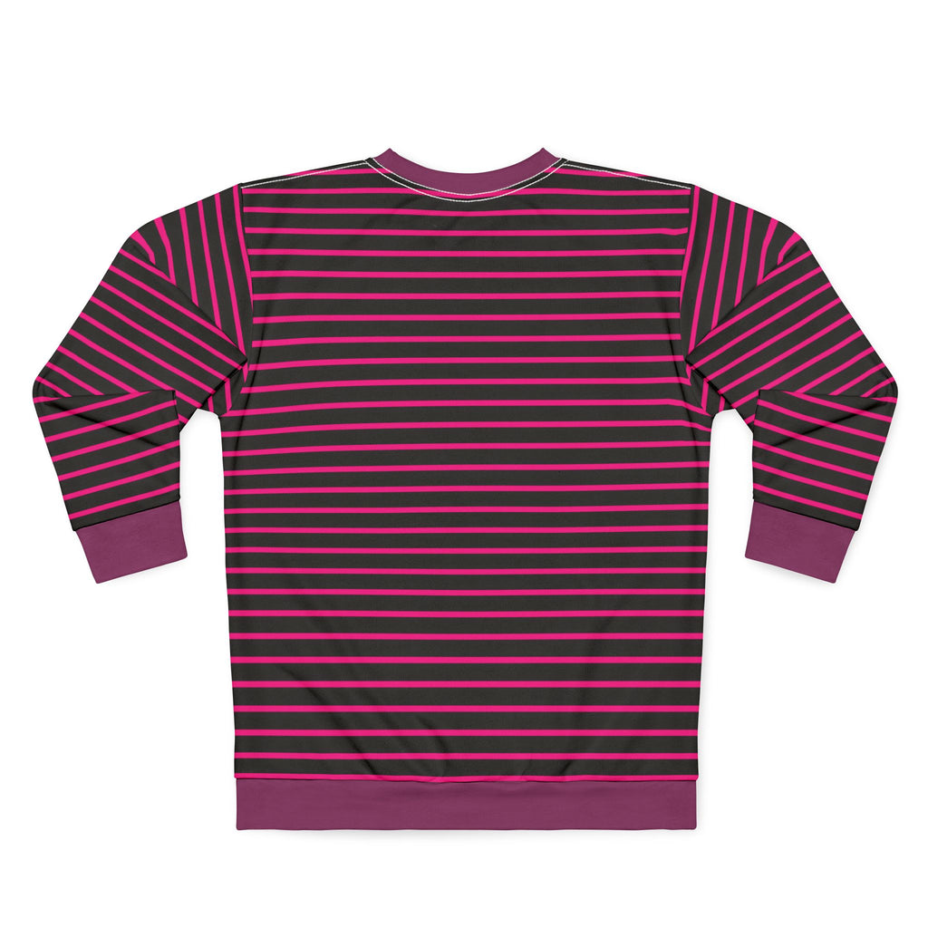 Striped Crewneck Sweatshirt — Pink & Black Retro Stripes