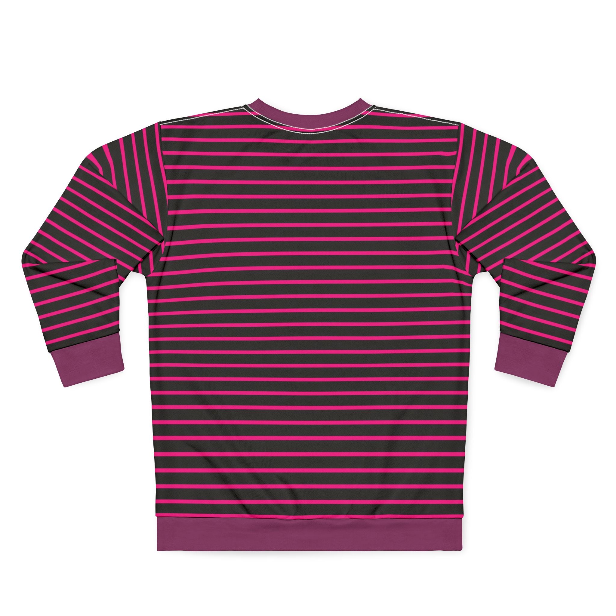 Striped Crewneck Sweatshirt — Pink & Black Retro Stripes