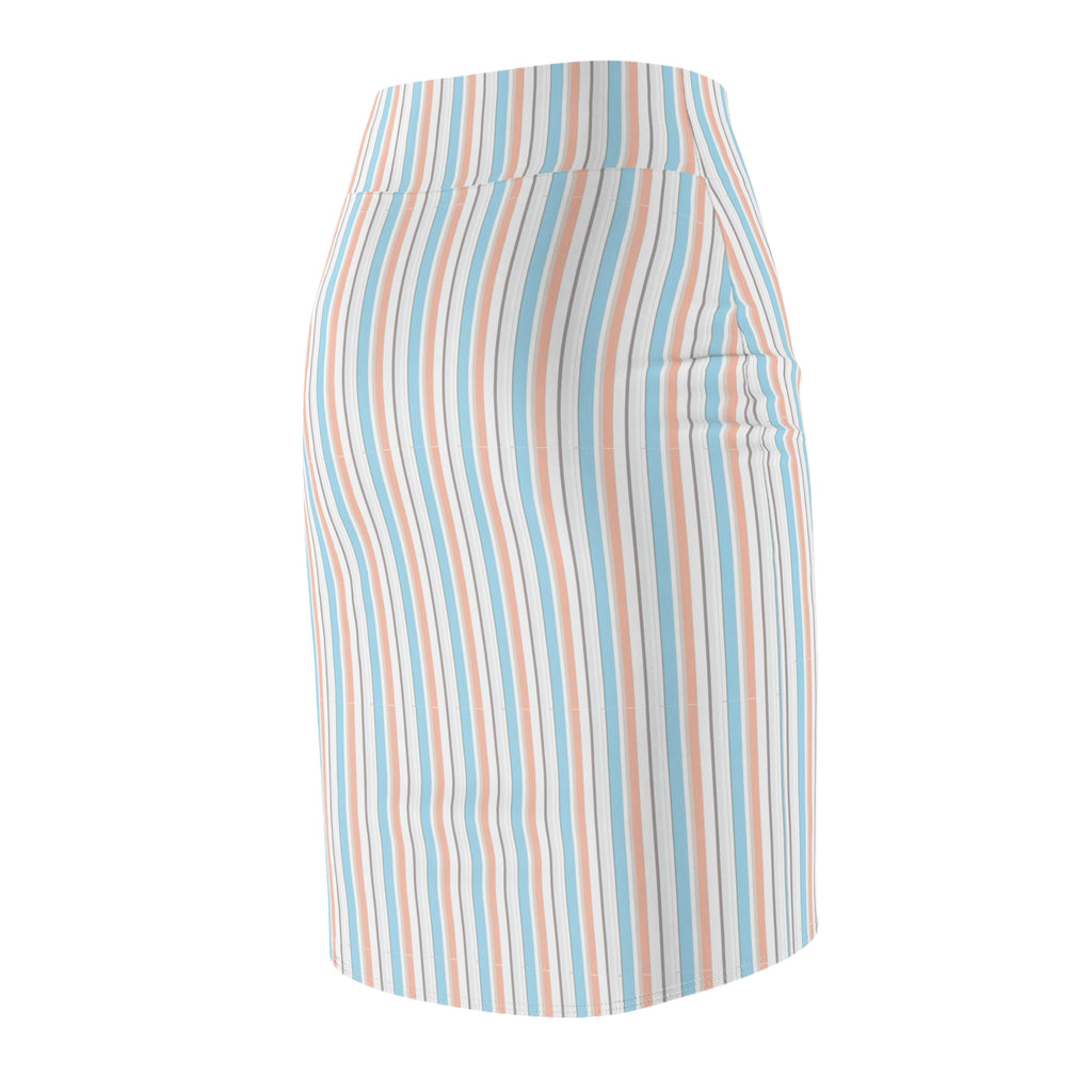 Pastel Stripe Pencil Skirt – Retro Vertical Stripe