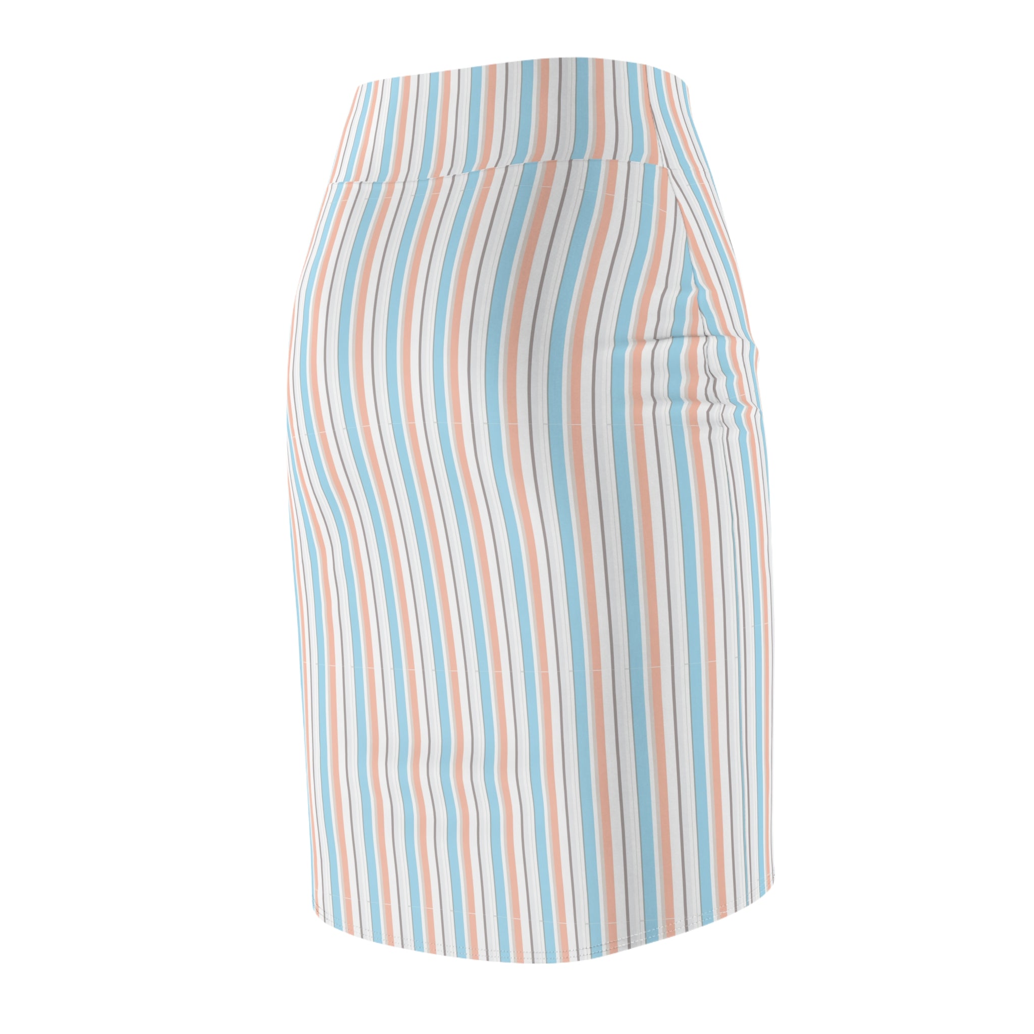Pastel Stripe Pencil Skirt – Retro Vertical Stripe