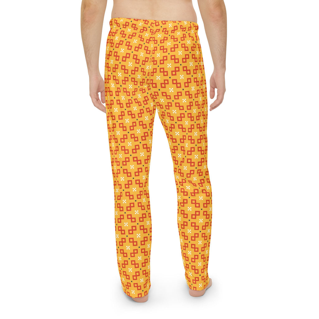 Retro Geometric Men's Pajama Pants – Orange Yellow