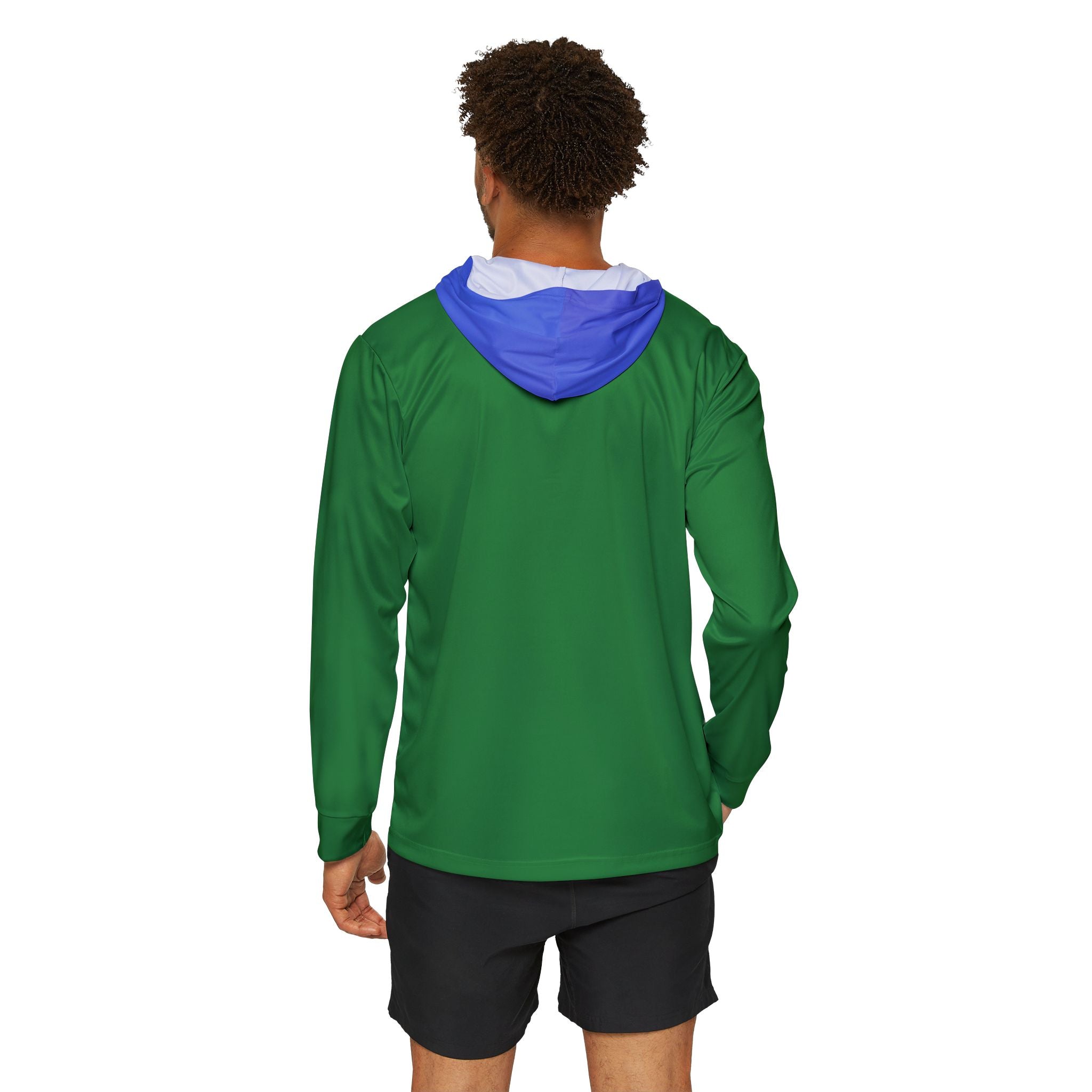 Green & Blue Men's Sports Warmup Hoodie — Lightweight Athletic Pullover