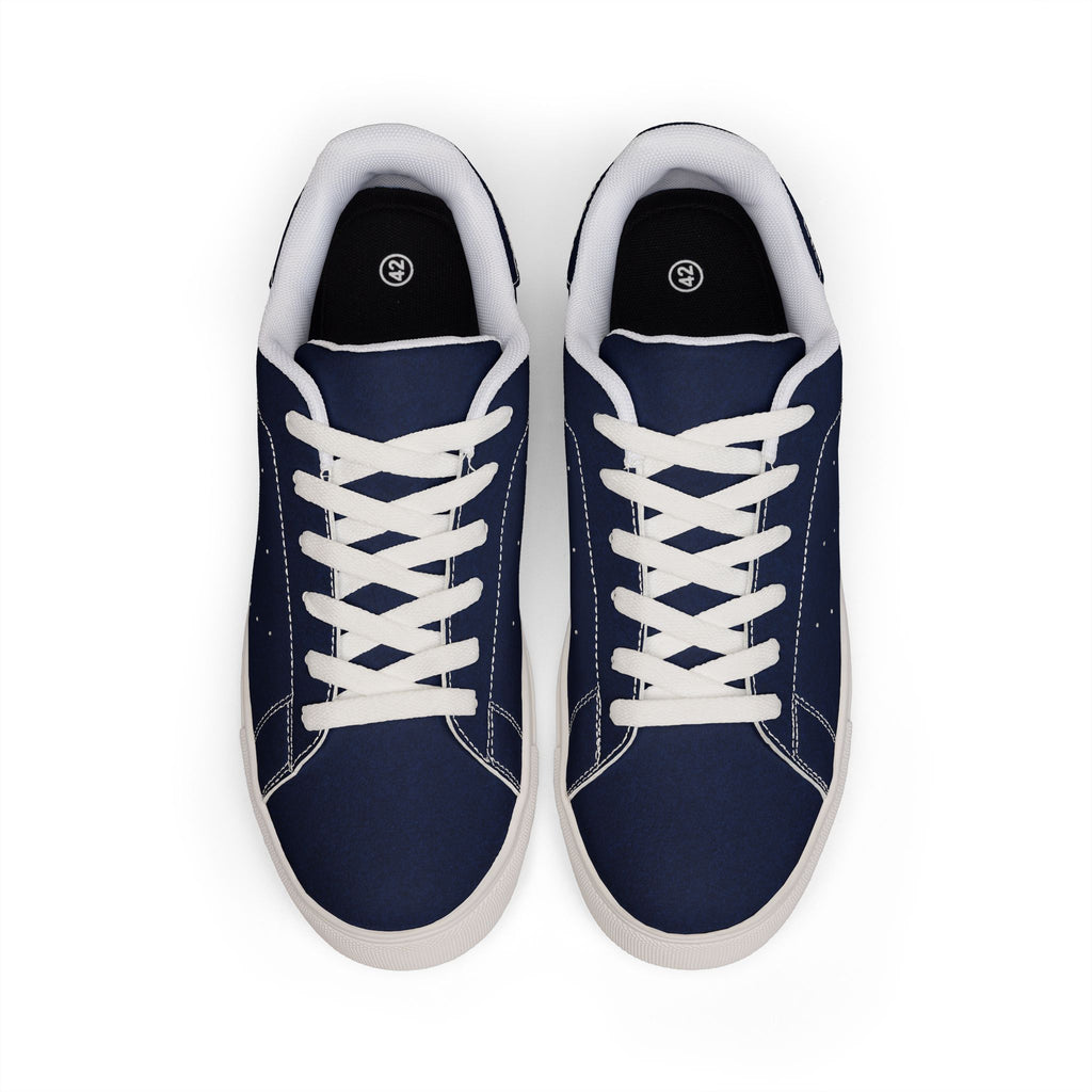 Men's Navy Low-Top Leather Sneakers — Classic Casual Streetwear