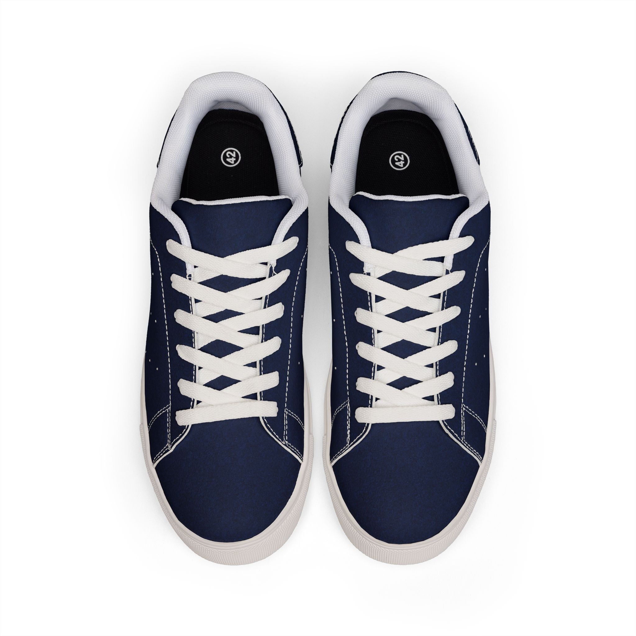 Men's Navy Low-Top Leather Sneakers — Classic Casual Streetwear